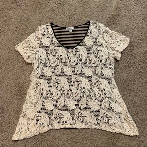 Dress Barn Overlay Trim Top 2X